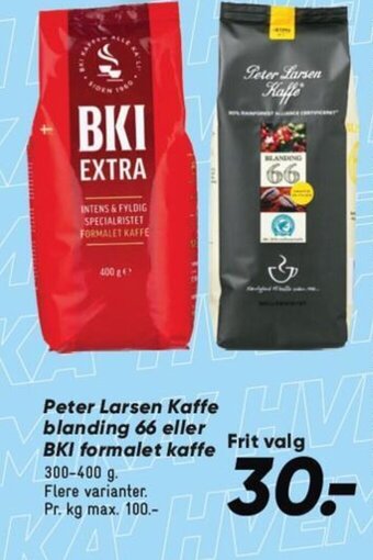 Bilka Peter Larsen Kaffe blanding 66 eller BKI formalet kaffe tilbud