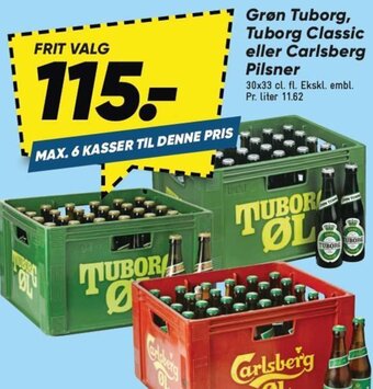 Bilka Grøn Tuborg, Tuborg Classic eller Carlsberg Pilsner tilbud