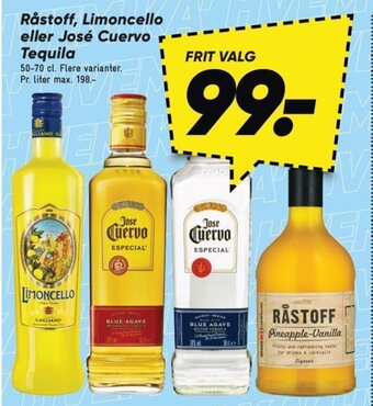 Råstoff, Limoncello eller José Cuervo Tequila