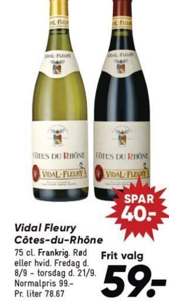 Bilka Vidal Fleury Côtes-du-Rhône tilbud