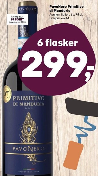 SuperBrugsen Pavonero primitivo di manduria tilbud