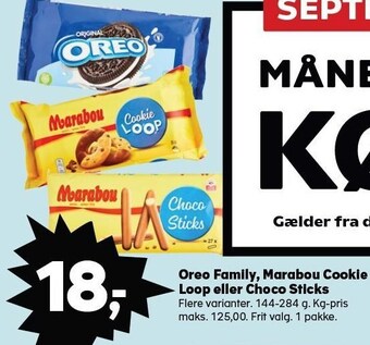 SuperBrugsen Oreo family, marabou cookie loop eller choco sticks tilbud
