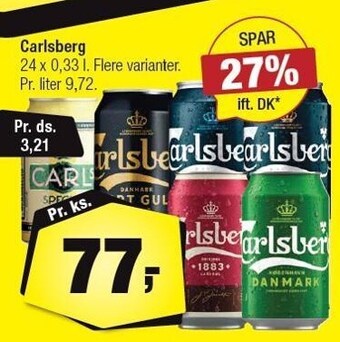 Carlsberg 24 x 0,33 l - flere varianter