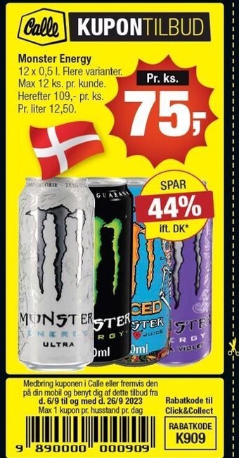 Calle Monster energy - 12 x 0,5 l tilbud