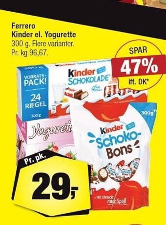 Calle Ferrero kinder el. yogurette 300 g tilbud
