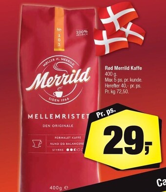 Calle Rød merrild kaffe 400g tilbud