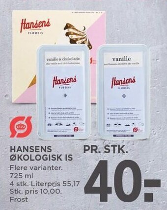 MENY Hansens økologisk is tilbud