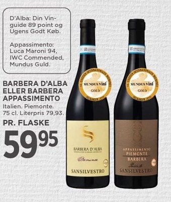 MENY Barbera d'alba eller barbera appassimento tilbud