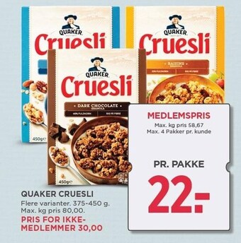 MENY Quaker cruesli tilbud