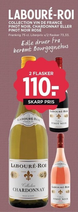 MENY Collection vin de france pinot noir, chardonnay eller pinot noir rosé - 2 flasker tilbud