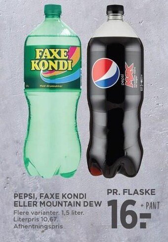 MENY Pepsi, faxe kondi eller mountain dew tilbud