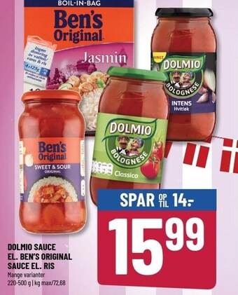 Dolmio sauce el. ben´s orginal sauce el. ris