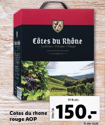 Lidl Cotes du rhone rouge aop tilbud