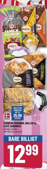 Løvbjerg Kohberg rugbrød, boller el. cafè sandwich tilbud