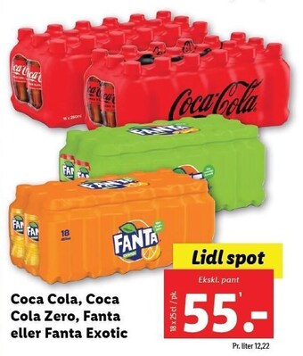 Lidl Coca cola, coca cola zero, fanta eller fanta exotic tilbud