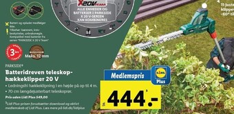 Lidl Batteridreven teleskophækkeklipper 20 v tilbud