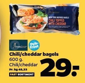 Netto Chili/cheddar bagels tilbud