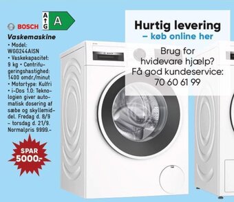 Bilka BOSCH Vaskemaskine tilbud