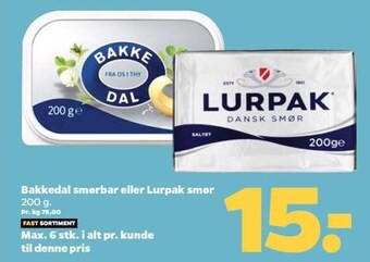 Netto Bakkedal smørbar eller lurpak smør tilbud
