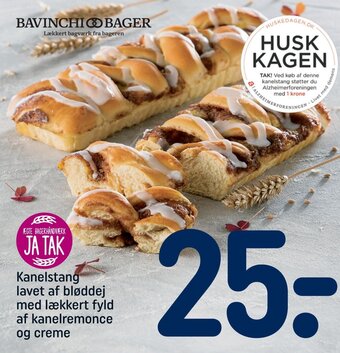 REMA 1000 Kanelstang lavet af bløddej med lækkert fyld af kanelremonce og creme tilbud