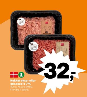 Kvickly Hakket okse- eller grisekød 4-7% tilbud