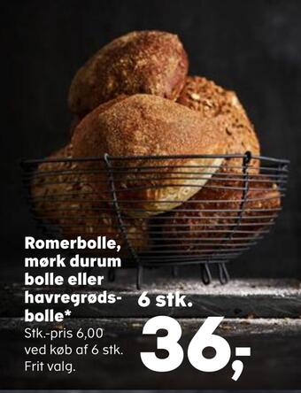 Romerbolle, mørk durum bolle eller havregrødsbolle