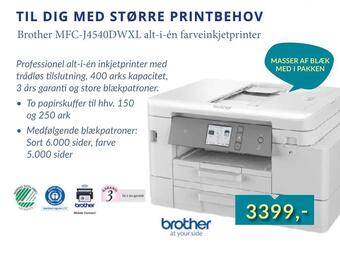 Tjdata Brother mfc-j4540dwxl alt-i-én farveinkjetprinter tilbud