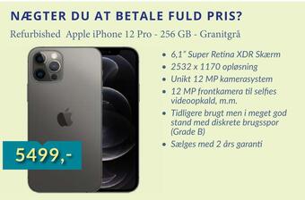 CBC Refurbished apple iphone 12 pro - 256 gb - granitgrå tilbud