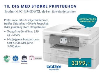 CBC Brother mfc-j4540dwxl alt-i-én farveinkjetprinter tilbud