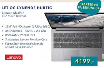 EDB Center Lenovo ideapad 1 15amn7 bærbar tilbud