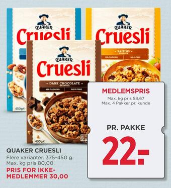 MENY Quaker cruesli tilbud