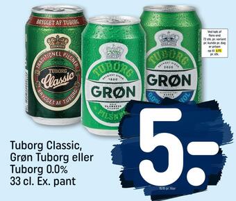 REMA 1000 Tuborg classic, grøn tuborg eller tuborg 0,0% tilbud