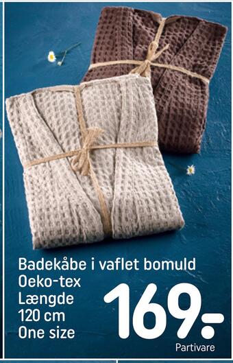 REMA 1000 Badekåbe i vaflet bomuld oeko-tex længde 120 cm one size tilbud
