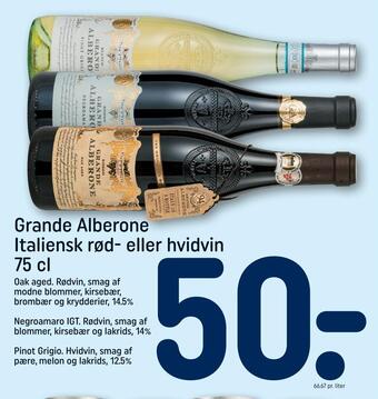REMA 1000 Grande alberone italiensk rød- eller hvidvin 75 cl tilbud