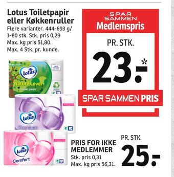 SPAR Lotus toiletpapir eller køkkenruller tilbud