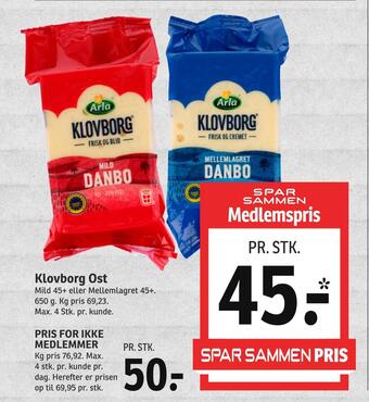 SPAR Klovborg ost tilbud