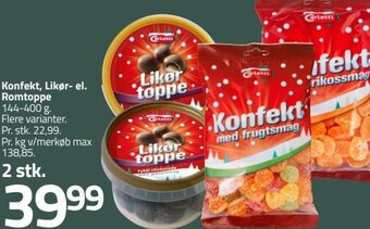 Konfekt, Likør- el. Romtoppe