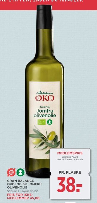 MENY Grøn balance olivenolie tilbud