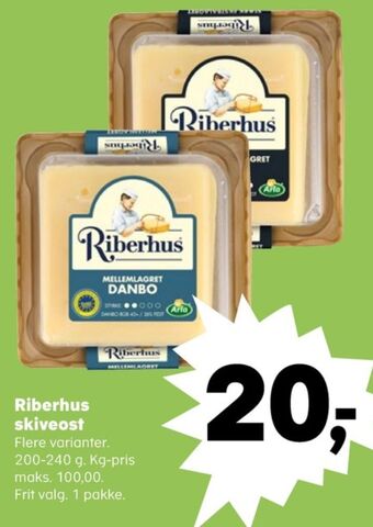 SuperBrugsen Riberhus skiveost danbo mellemlagret tilbud