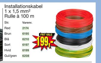 Harald Nyborg Installationskabel 1 x 1,5 mm2 rulle à 100 m tilbud