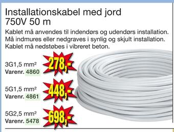 Harald Nyborg Installationskabel med jord 750v 50 m tilbud