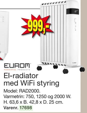 El-radiator med wifi styring