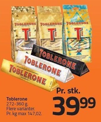 Fleggaard Toblerone - flere varianter tilbud