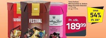 Fleggaard Toms festival, mini farvoritter el. anthon berg chocolate selection tilbud