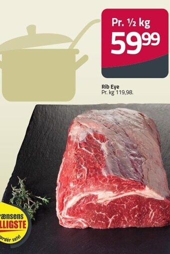 Fleggaard Rib eye pr 1/2 kg tilbud