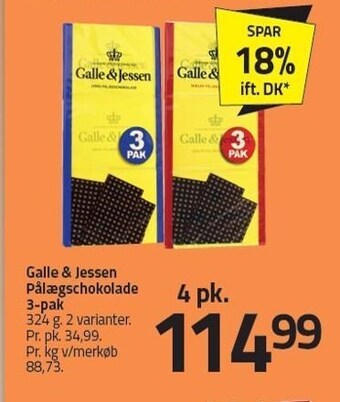Fleggaard Galle & jessen pålægschokolade 4 pk tilbud
