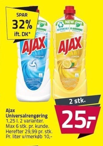 Fleggaard Ajax universalrengøring 2 stk tilbud