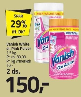 Fleggaard Vanish white eller pink powder 2 ds tilbud