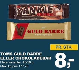 Let-Køb Toms guld barre eller chokoladebar tilbud