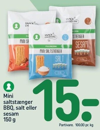 REMA 1000 Mini saltstænger bbq, salt eller sesam tilbud